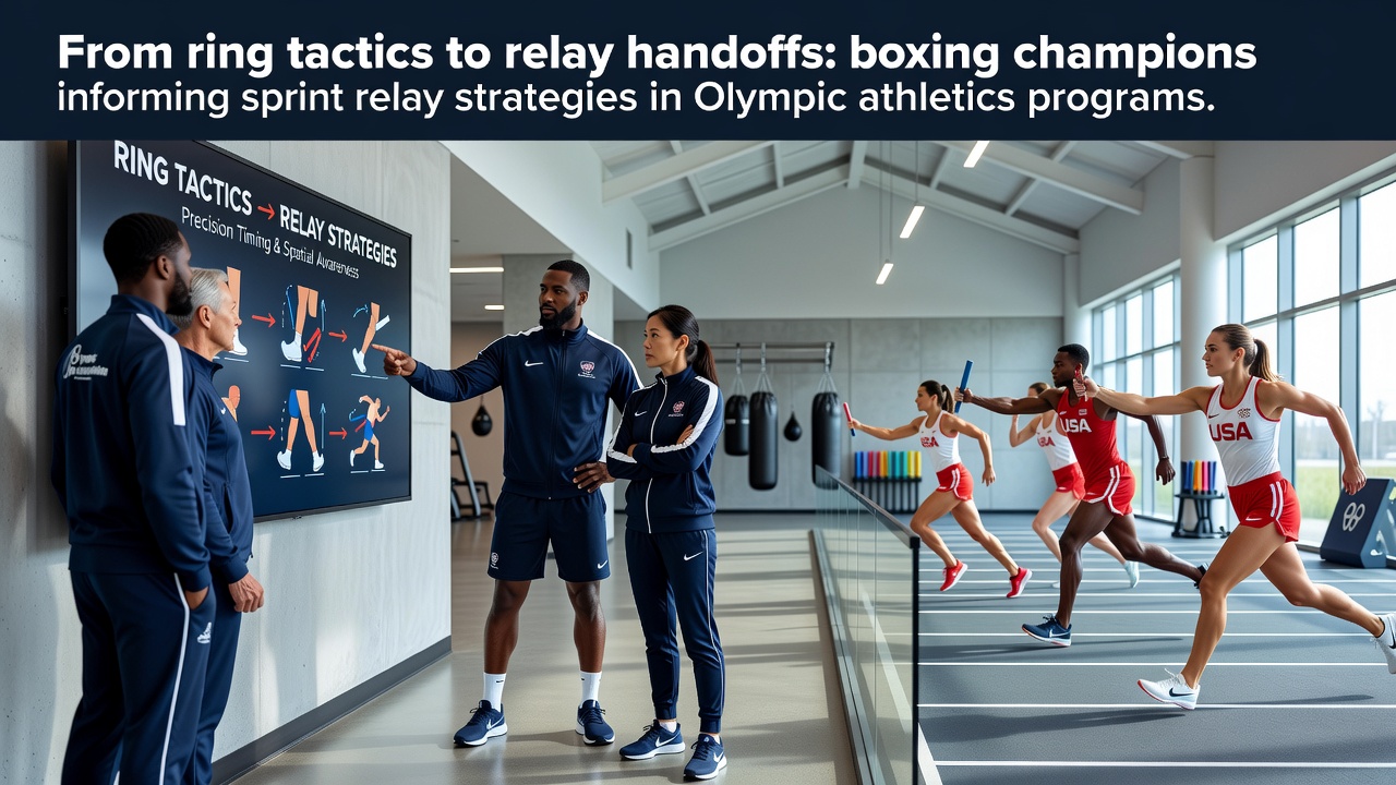Boxing ring footwork drills adapted for track athletes during relay training sessions