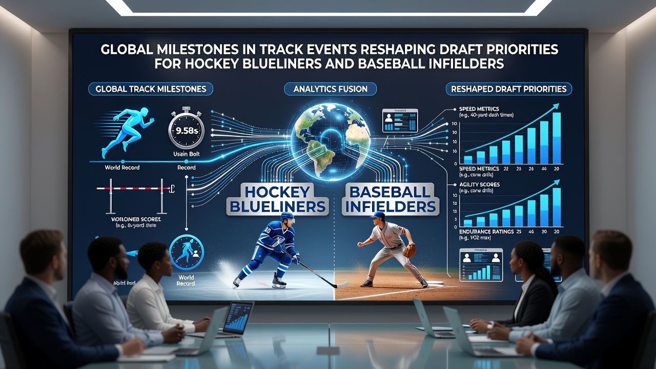 Scouts reviewing performance data linking track records to hockey and baseball defensive positioning