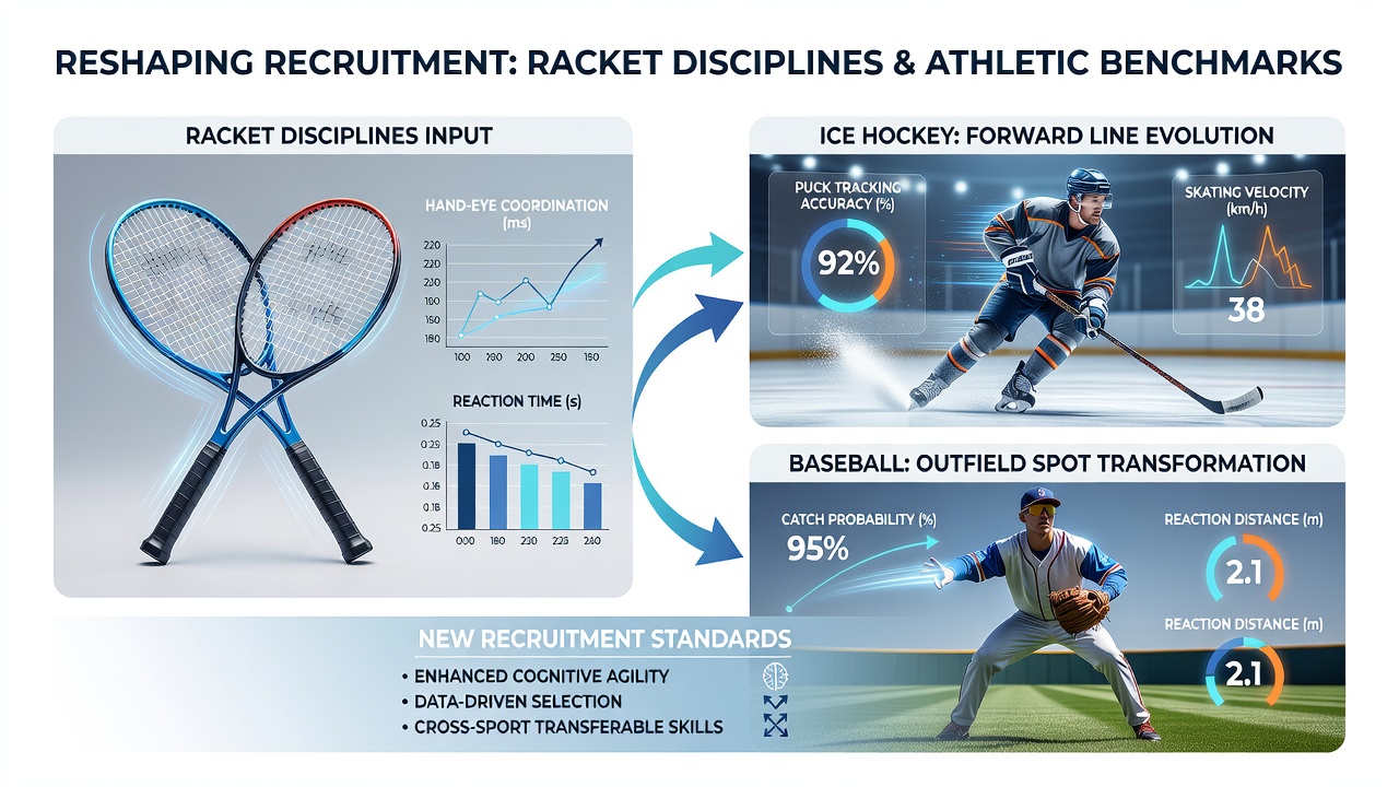 Athletes training with racket sport drills adapted for hockey forwards and baseball outfielders