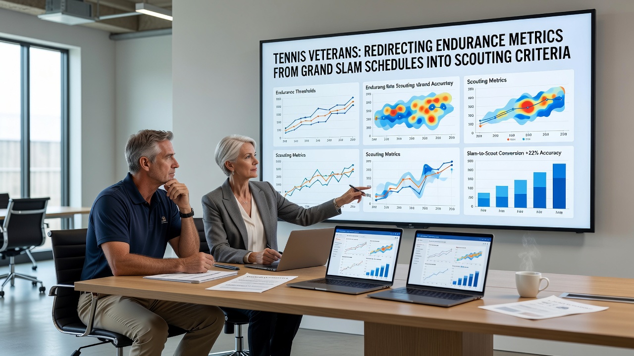 Scouts reviewing tennis endurance data for NHL and athletics recruitment
