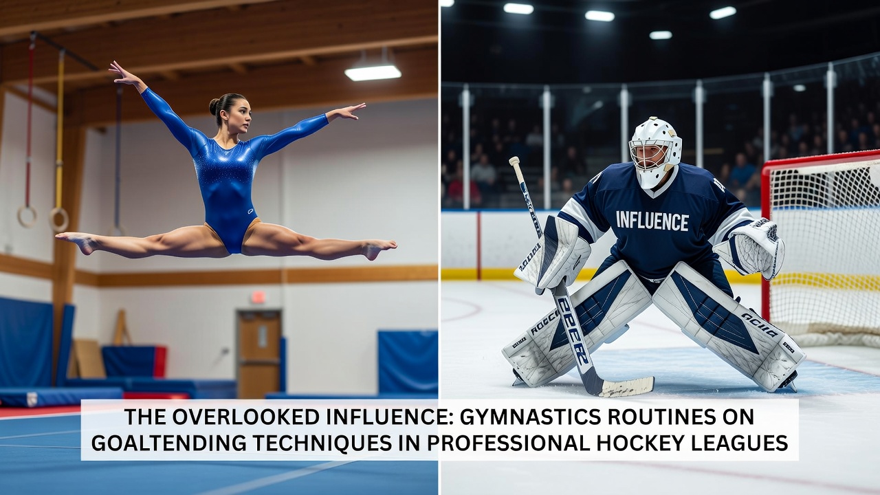 Detailed view of a professional goaltender performing gymnastics-based balance and recovery exercises during off-ice preparation